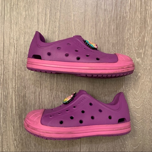 Crocs Bump It Slip On Purple/Pink Water Shoes w/ Jibbitz Toddler Girls Size 10C - Picture 1 of 8